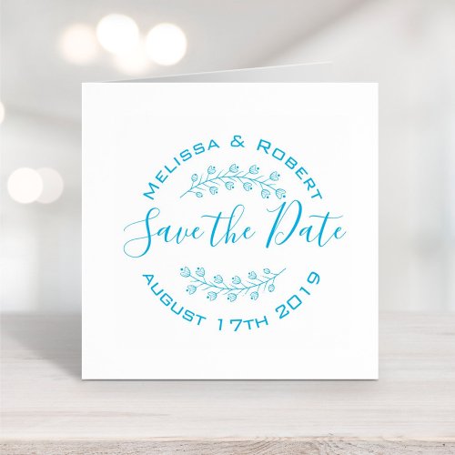 Floral Wreath Modern Wedding Save the Date Self_inking Stamp