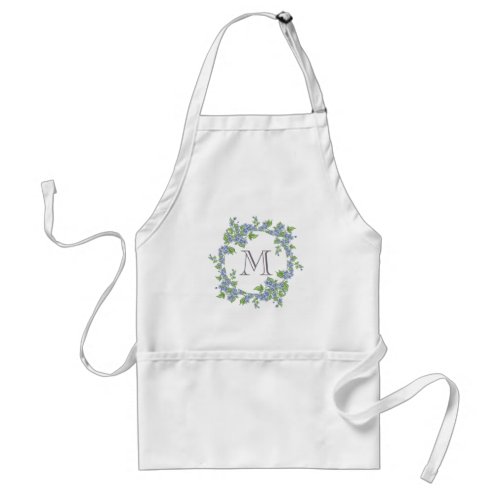 Floral Wreath Monogram Adult Apron