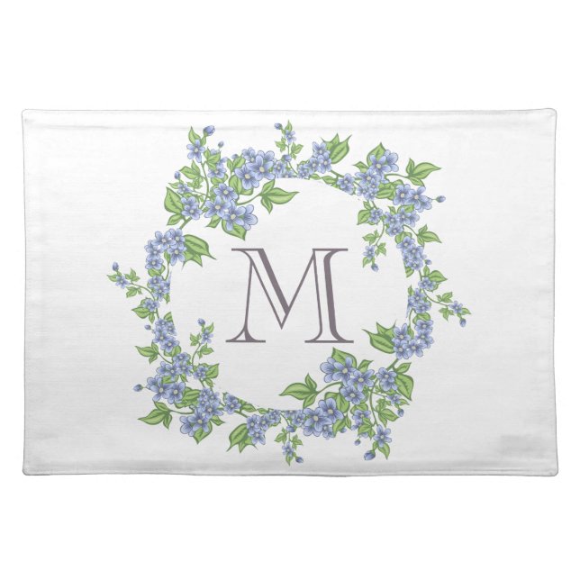 Floral Wreath Monogram Cloth Placemat (Front)