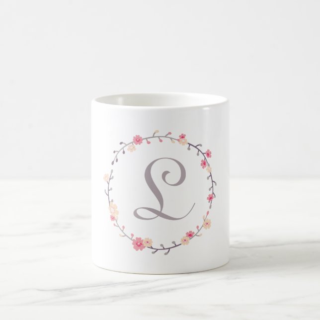 Floral Wreath Monogram Coffee Mug (Center)