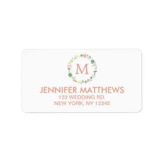 FLORAL WREATH MONOGRAM LABEL