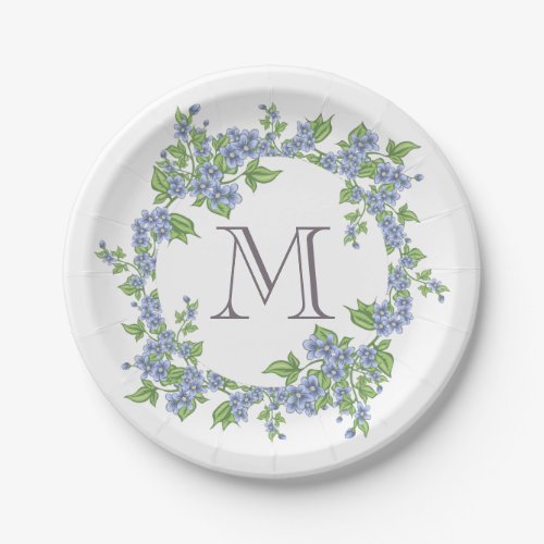 Floral Wreath Monogram Paper Plates