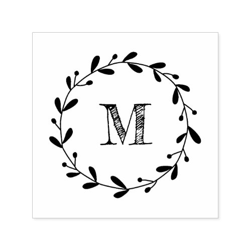 Floral Wreath Monogram Stamp 01c  Self Inking