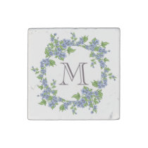 Floral Wreath Monogram Stone Magnet