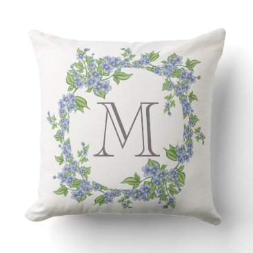 Floral Wreath Monogram Throw Pillow