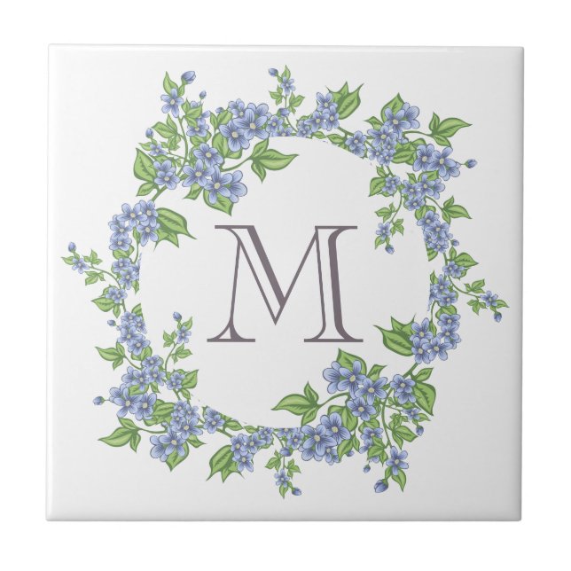 Floral Wreath Monogram Tile (Front)