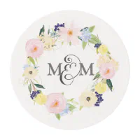 Custom Monogram edible cookie toppers cupcakes wedding sugar paper Wedding  disc