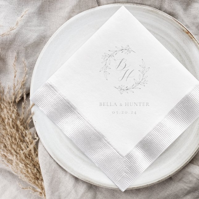 Floral Wreath Monogram Wedding Foil Napkins (Creator Uploaded)