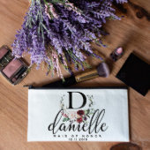 Floral Wreath Monogrammed Canvas Cosmetic Bag (Front)