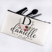 Floral Wreath Monogrammed Canvas Cosmetic Bag (Front)