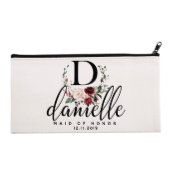 Floral Wreath Monogrammed Canvas Cosmetic Bag (Front)