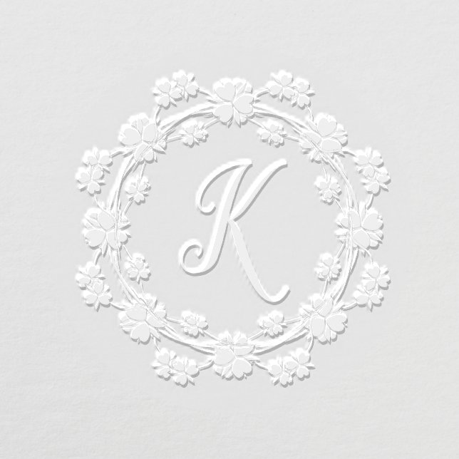 Floral Wreath Monogrammed Embosser (Design)