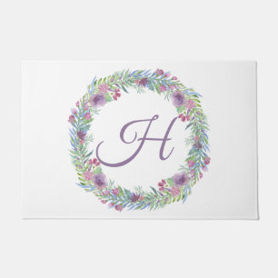 Floral Wreath Monogrammed Personalized Doormat