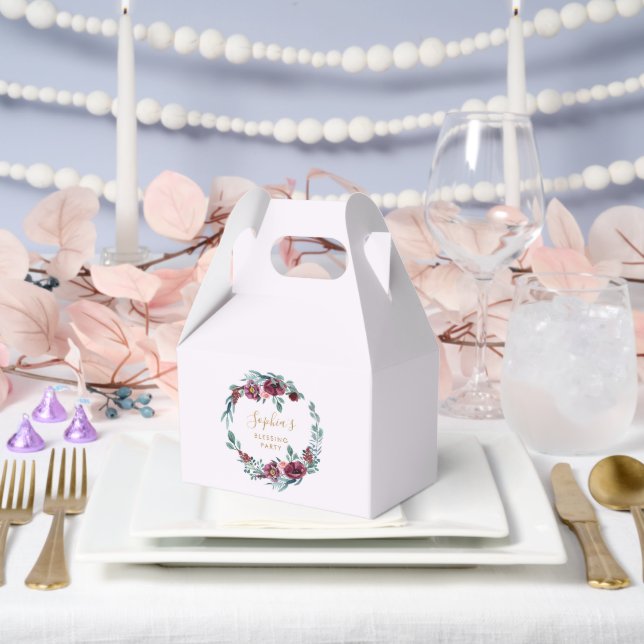 Floral Wreath Mother and Baby Blessing Party Favor Boxes (Wedding)