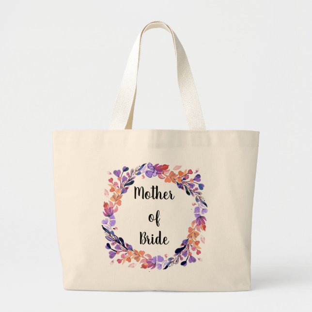 Floral Wreath Mother Of Bride Large Tote Bag (Front)