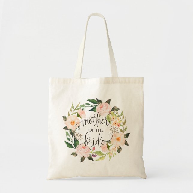 Floral Wreath, Mother of the Bride, Calligraphy-2 Tote Bag (Front)