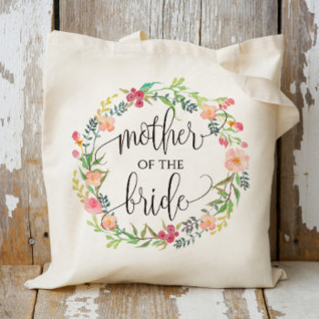 Floral Wreath  Mother Of The Bride  Calligraphy-6 Tote Bag by Precious_Presents at Zazzle