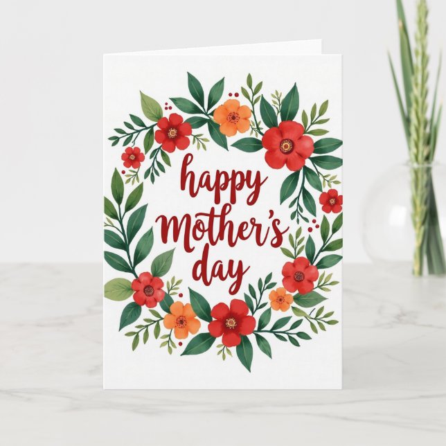 Floral Wreath Mothers Day Card (Front)