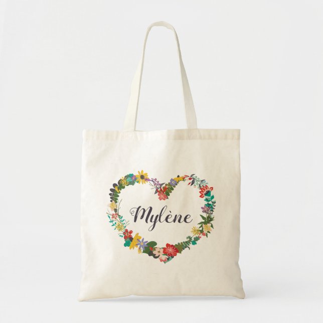 Floral Wreath Name Tote - Stella Bag (Front)