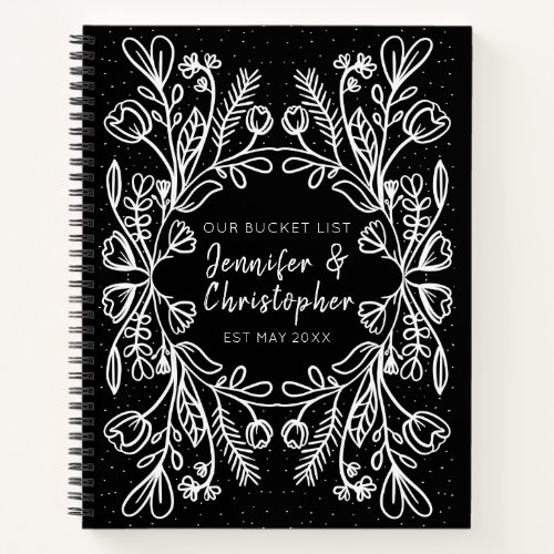 Floral Wreath Our Bucket List Couple Keepsake Notebook