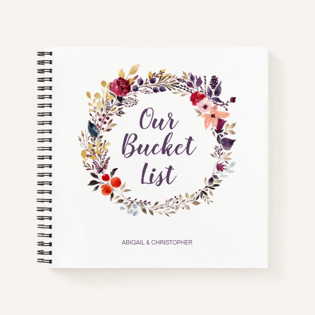 Floral Wreath Our Bucket List Keepsake Journal (Front)