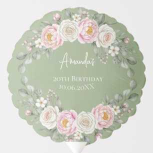 Floral Wreath Personalized Birthday Balloon