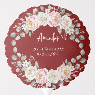 Floral Wreath Personalized Birthday Balloon