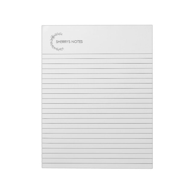 Floral Wreath Personalized Notepad (Rotated)