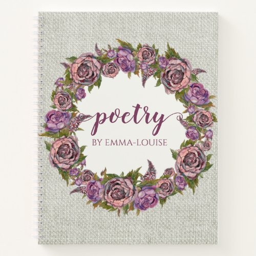 Floral Wreath Personalized Poetry Notebook