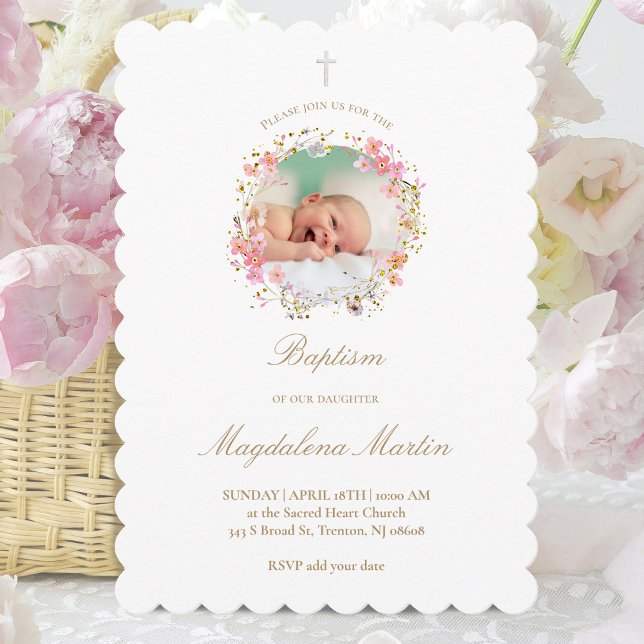 floral wreath photo | Baptism Invitation (Creator Uploaded)