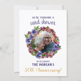 Floral Wreath Photo Frame Card Shower Anniversary