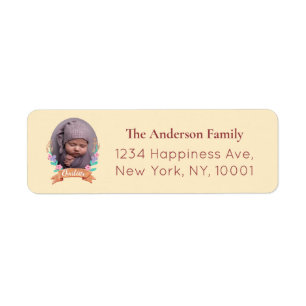 Floral Wreath photo frame yellow return address Label