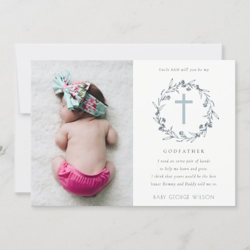 Floral Wreath Photo Godfather Proposal Invite