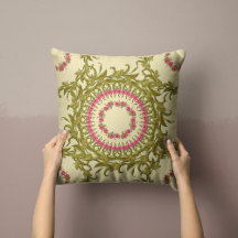 Floral Wreath Pillow in Cream