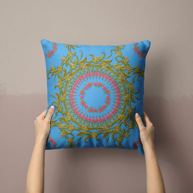 Floral Wreath Pillow in Sky Blue (Creator Uploaded)