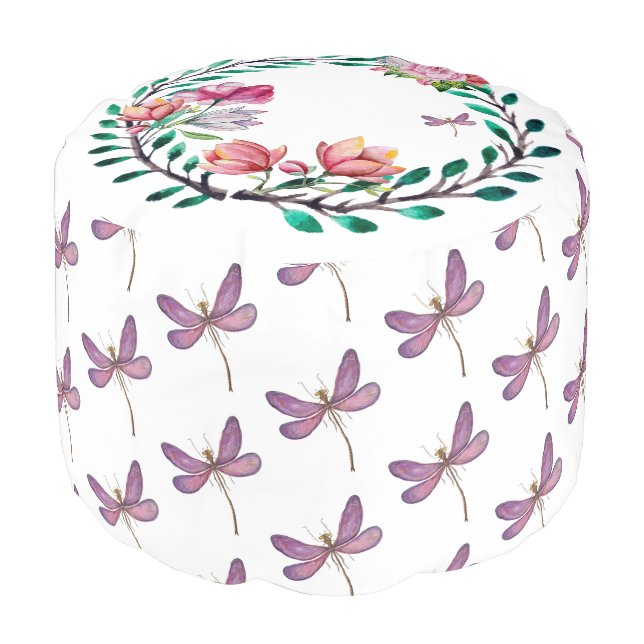 Floral Wreath Pouf (Angled Front)