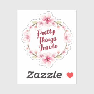 Floral Wreath Pretty Things Inside Business Sticker
