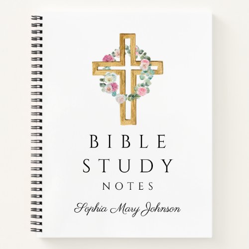 Floral Wreath Religious Cross Notebook