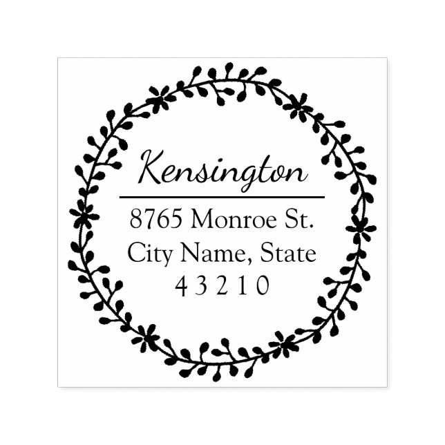 Floral Wreath Return Address Stamp (Design)
