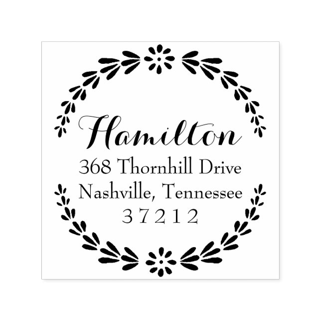 Floral Wreath Return Address Stamp (Design)