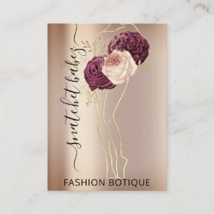 Floral Wreath Rose Marsala QR Code Body Stylist Business Card