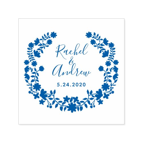 Floral Wreath Save the Date Custom Wedding Stamp