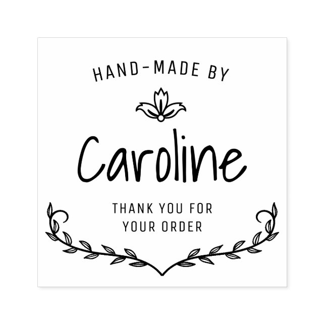floral wreath script handmade rubber stamp (Imprint)