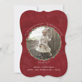 Floral Wreath Scripture Christmas Photo Card