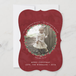 Floral Wreath Scripture Christmas Photo Card