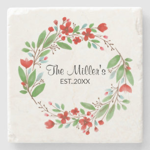 Floral Wreath Stone Coaster