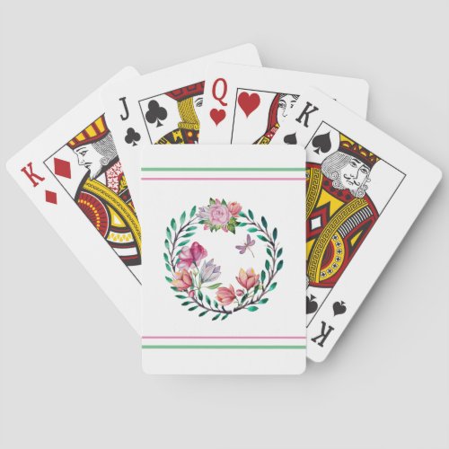 Floral Wreath & Stripes Poker Cards