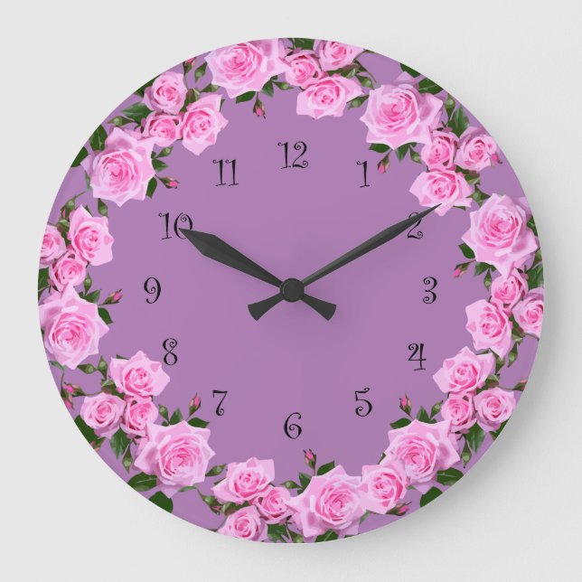 Floral Wreath Style Elegant Wall Large Clock (Front)