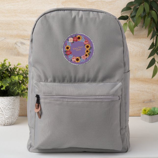 Floral Wreath - sunflowers, peonies, forget-me-not Patch (On Backpack)