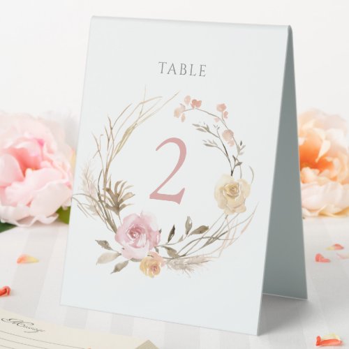 floral wreath table number sign